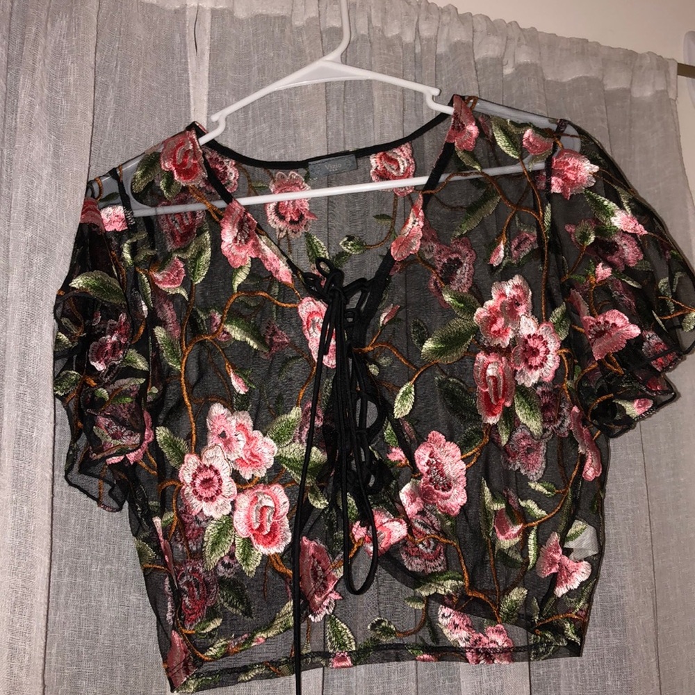 Sheer floral crop top